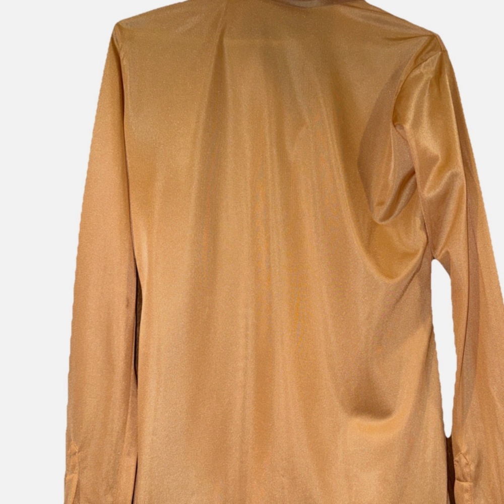Vintage 1970 Chess King Mens Dress Shirt Peach Spread Collar Long Sleeve Nylon M - Picture 4 of 8